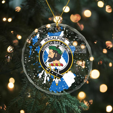 MacAlpine (MacAlpin) Clan Crest Christmas Glass Ornament with Scotland Map