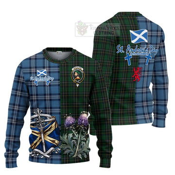 Tartan Vibes Clothing MacAlpine (MacAlpin) Tartan Knitted Sweater Happy St. Andrew's Day Half Tartan Style