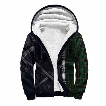 Tartan Vibes Clothing MacAlpine (MacAlpin) Tartan Sherpa Hoodie with Family Crest Cross Sword Thistle Celtic Vibes