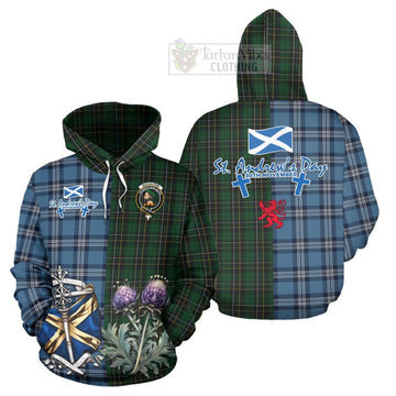 Tartan Vibes Clothing MacAlpine (MacAlpin) Tartan Hoodie Happy St. Andrew's Day Half Tartan Style