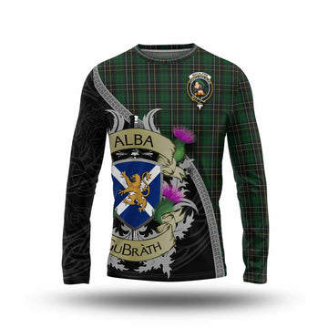 Tartan Vibes Clothing MacAlpine (MacAlpin) Tartan Family Crest Long Sleeve T-Shirt Lion Rampant Royal Thistle Shield Celtic Inspired