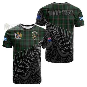 Tartan Vibes Clothing MacAlpine (MacAlpin) Crest Tartan Cotton T-shirt with New Zealand Silver Fern Half Style