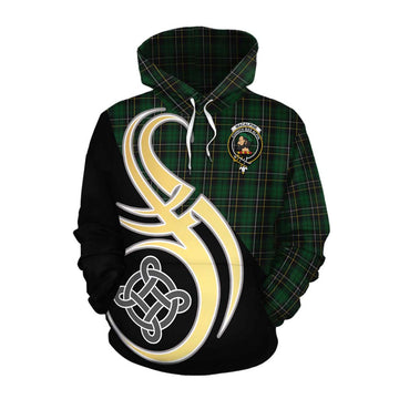 MacAlpine (MacAlpin) Tartan Cotton Hoodie with Family Crest and Celtic Symbol Style Pullover Hoodie XS - Tartan Vibes Clothing