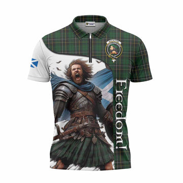 Tartan Vibes Clothing MacAlpine (MacAlpin) Crest Tartan Zipper Polo Shirt Inspired by the Freedom of Scottish Warrior
