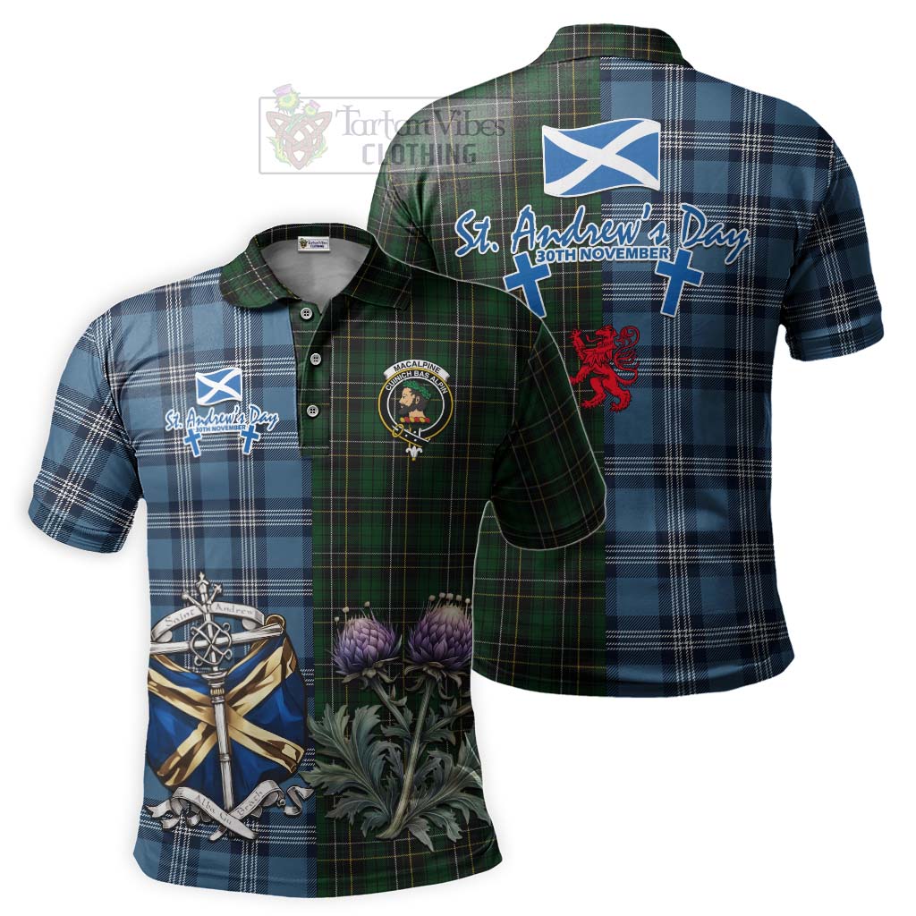Tartan Vibes Clothing MacAlpine (MacAlpin) Tartan Polo Shirt Happy St. Andrew's Day Half Tartan Style