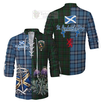 Tartan Vibes Clothing MacAlpine (MacAlpin) Tartan Ghillie Kilt Shirt Happy St. Andrew's Day Half Tartan Style