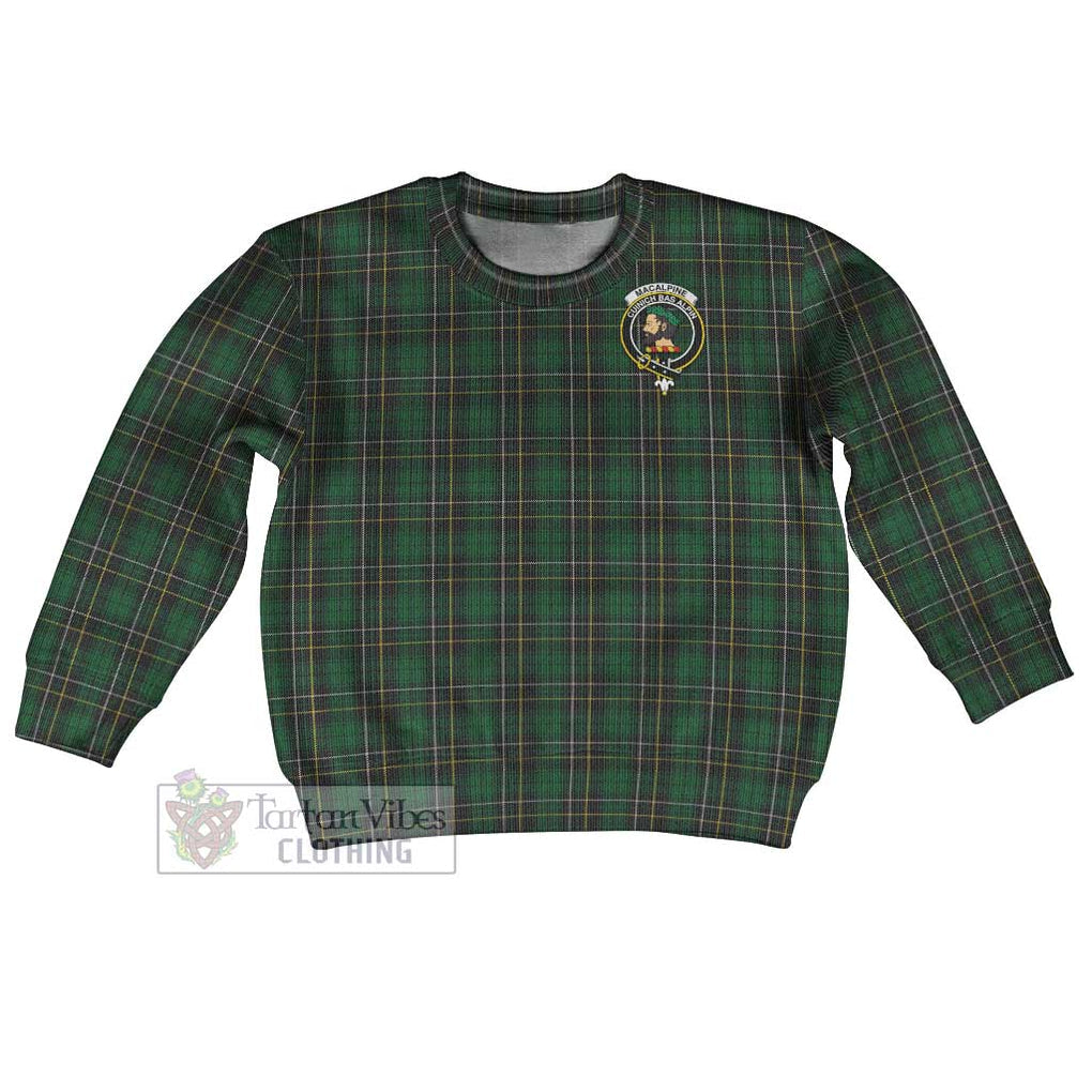 Tartan Vibes Clothing MacAlpine (MacAlpin) Tartan Kid Ugly Sweater with Family Crest