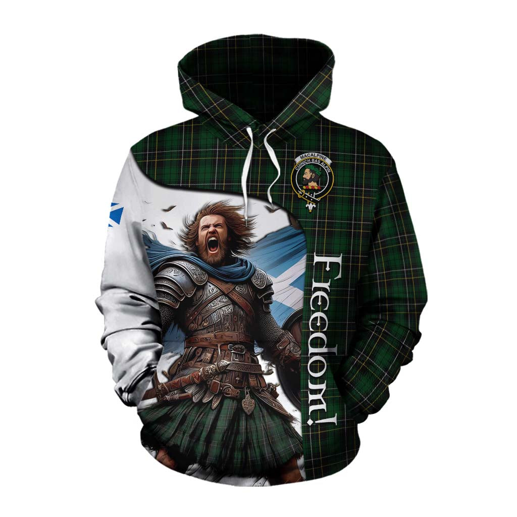Tartan Vibes Clothing MacAlpine (MacAlpin) Crest Tartan Cotton Hoodie Inspired by the Freedom of Scottish Warrior