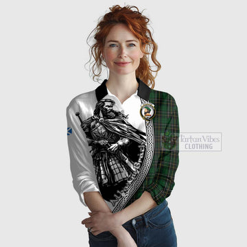 MacAlpine (MacAlpin) Tartan Clan Crest Women's Casual Shirt with Highlander Warrior Celtic Style Female - Tartan Vibes Clothing