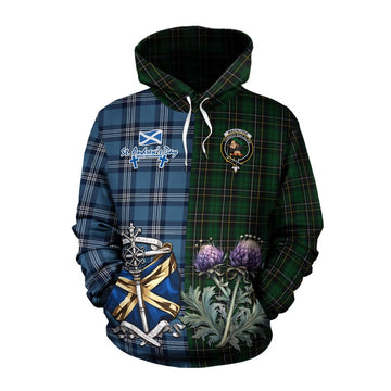 MacAlpine (MacAlpin) Tartan Cotton Hoodie Happy St. Andrew's Day Half Tartan Style Pullover Hoodie XS - Tartan Vibes Clothing