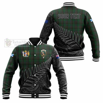 Tartan Vibes Clothing MacAlpine (MacAlpin) Crest Tartan Baseball Jacket with New Zealand Silver Fern Half Style