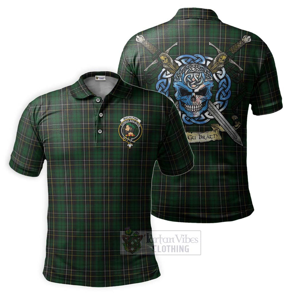 MacAlpine (MacAlpin) Tartan Polo Shirt with Family Crest Celtic Skull Style Kid - Tartan Vibes Clothing