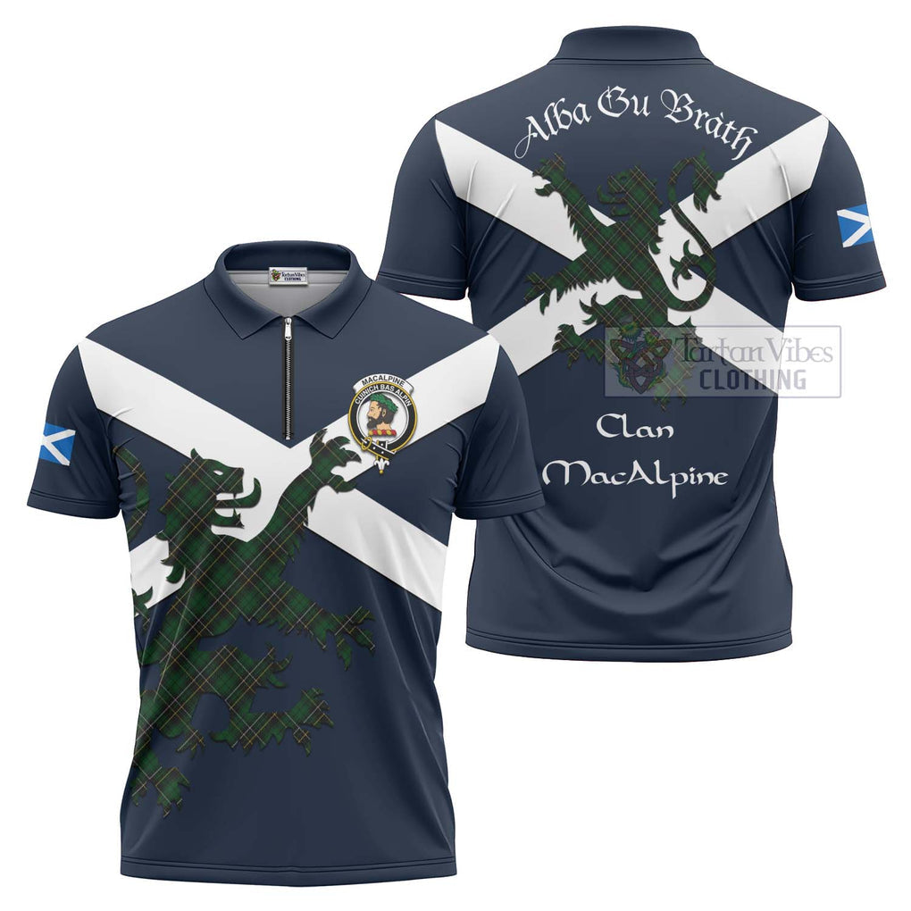 Tartan Vibes Clothing MacAlpine (MacAlpin) Tartan Lion Rampant Zipper Polo Shirt – Proudly Display Your Heritage with Alba Gu Brath and Clan Name