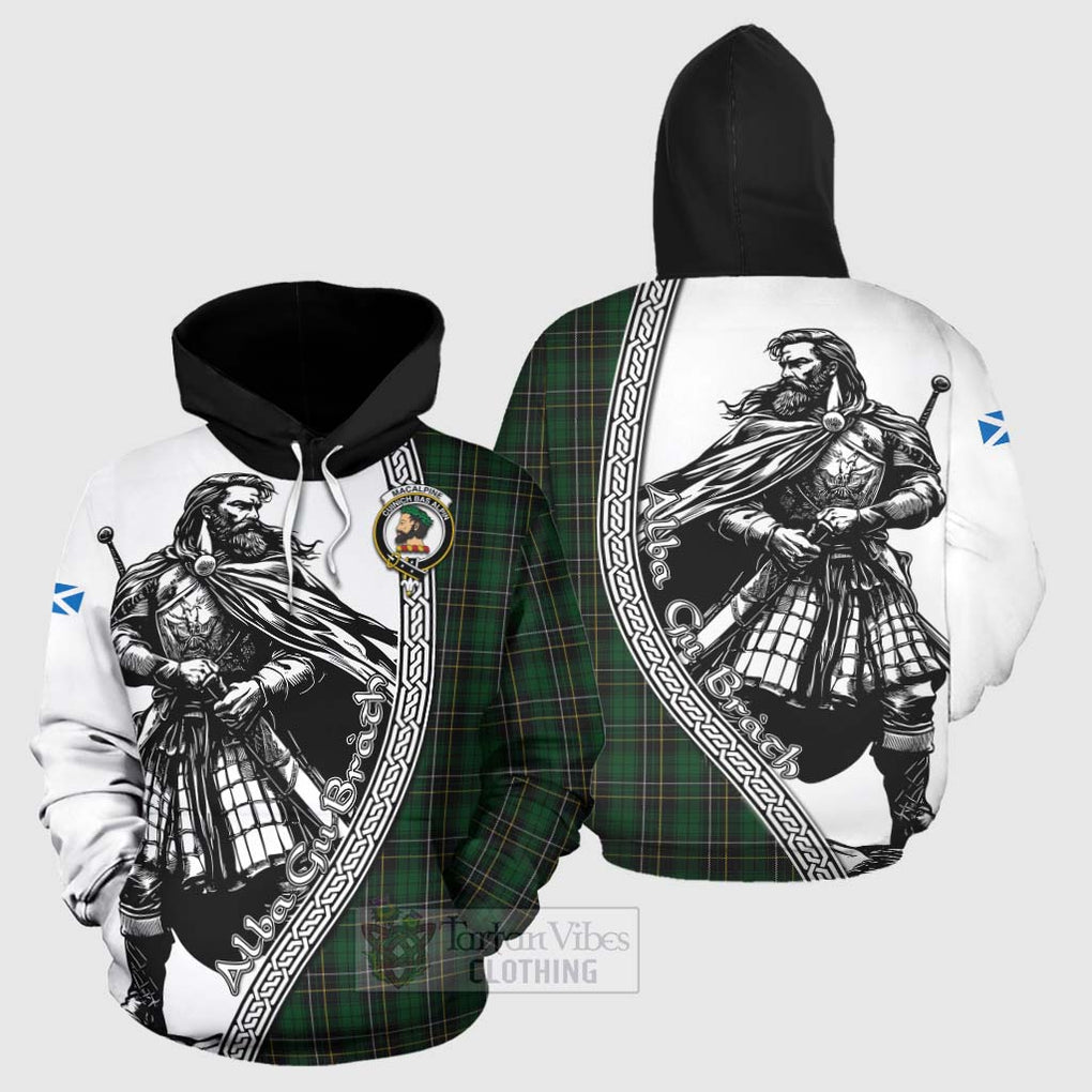 MacAlpine (MacAlpin) Tartan Clan Crest Hoodie with Highlander Warrior Celtic Style Zip Hoodie - Tartan Vibes Clothing