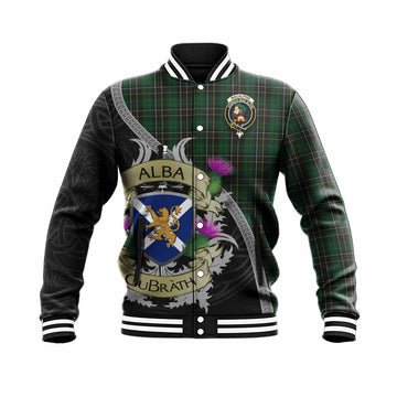 MacAlpine (MacAlpin) Tartan Family Crest Baseball Jacket Lion Rampant Royal Thistle Shield Celtic Inspired Unisex - Tartan Vibes Clothing