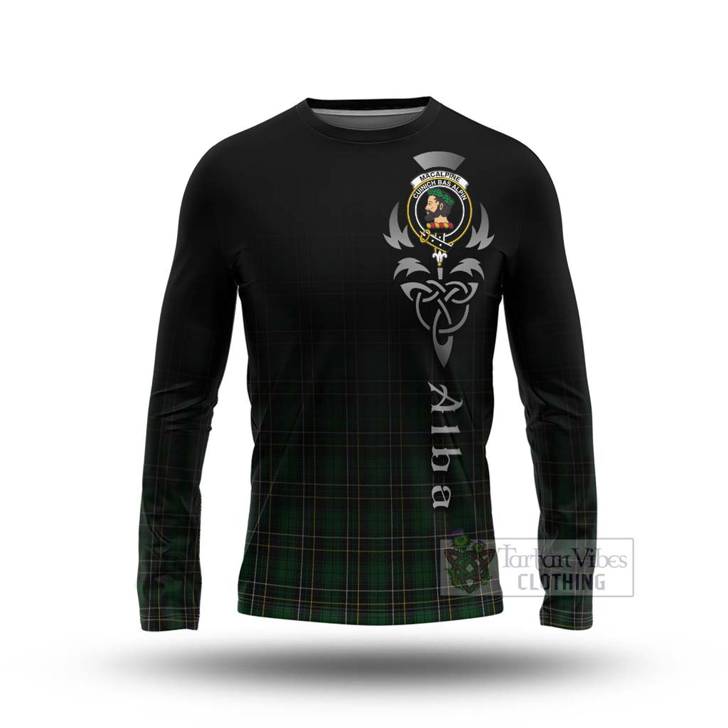 Tartan Vibes Clothing MacAlpine (MacAlpin) Tartan Long Sleeve T-Shirt Featuring Alba Gu Brath Family Crest Celtic Inspired