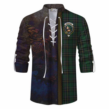 Tartan Vibes Clothing MacAlpine (MacAlpin) Tartan Family Crest Ghillie Kilt Shirt Alba Gu Brath Be Brave Lion Ancient Style