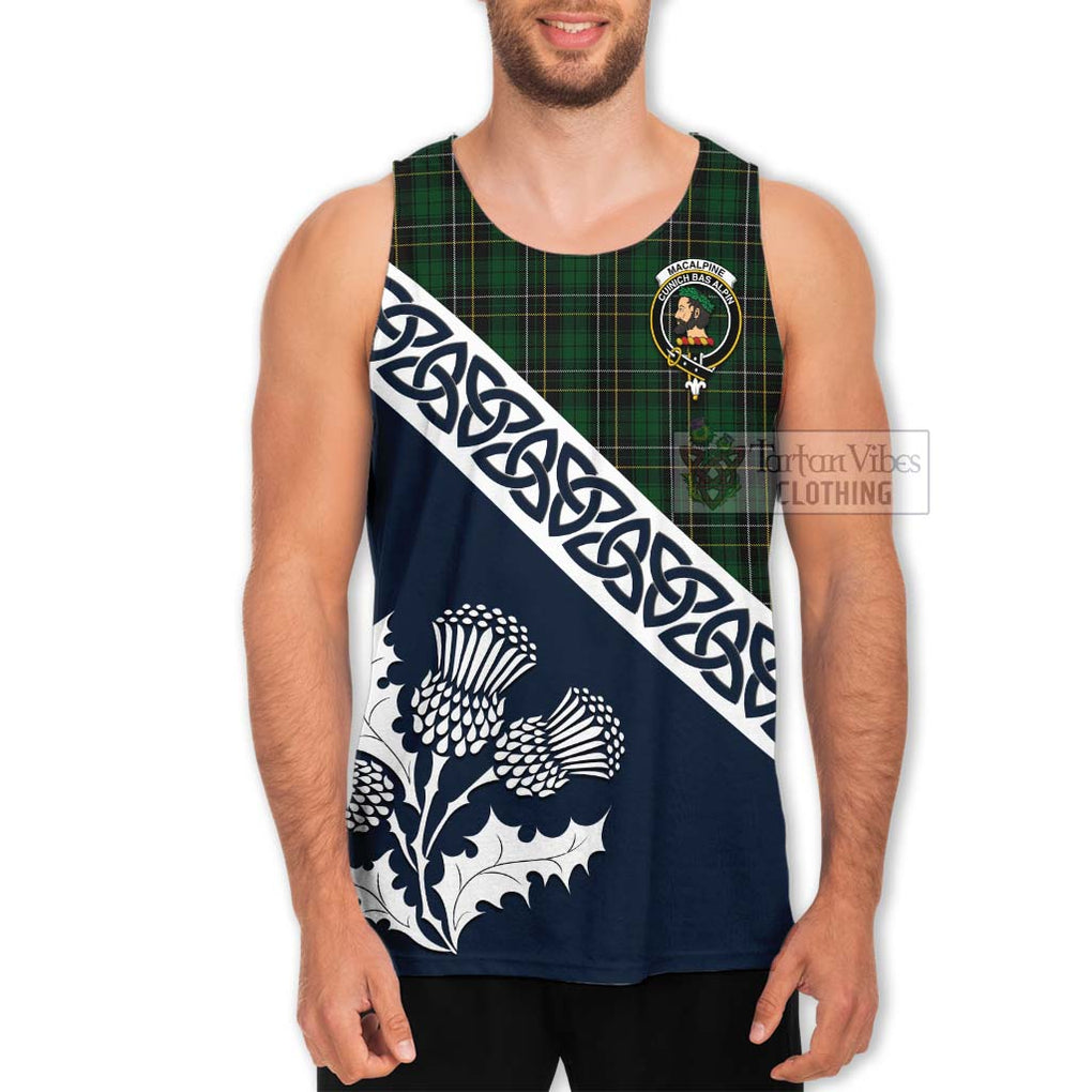 Tartan Vibes Clothing MacAlpine (MacAlpin) Tartan Men's Tank Top Featuring Thistle and Scotland Map