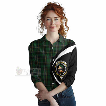 Tartan Vibes Clothing MacAlpine (MacAlpin) Tartan Women's Casual Shirt with Family Crest Circle Style