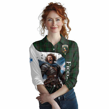 Tartan Vibes Clothing MacAlpine (MacAlpin) Crest Tartan Women's Casual Shirt Inspired by the Freedom of Scottish Warrior
