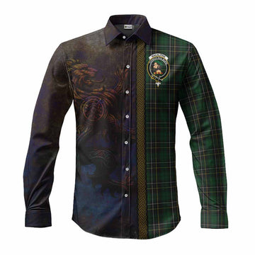 Tartan Vibes Clothing MacAlpine (MacAlpin) Tartan Family Crest Long Sleeve Button Shirt Alba Gu Brath Be Brave Lion Ancient Style