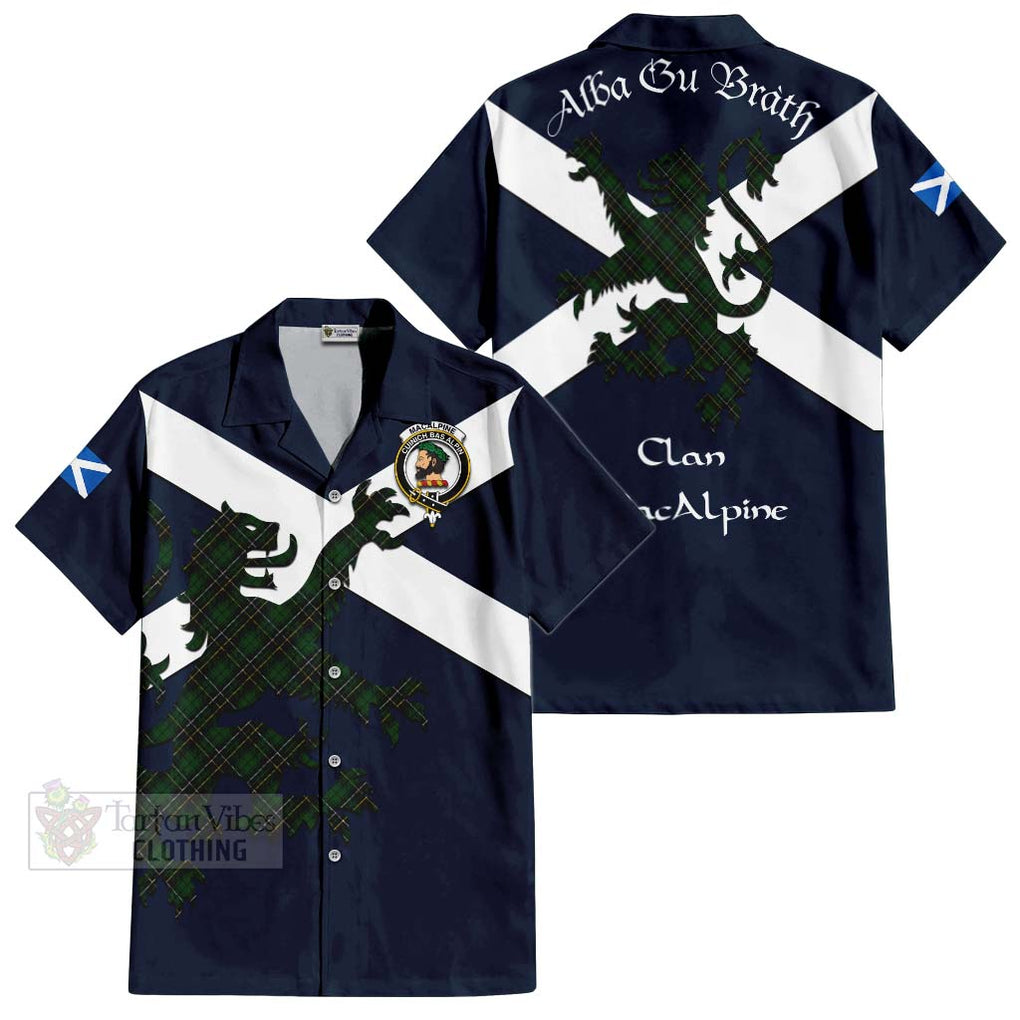 Tartan Vibes Clothing MacAlpine (MacAlpin) Tartan Lion Rampant Short Sleeve Button Shirt – Proudly Display Your Heritage with Alba Gu Brath and Clan Name