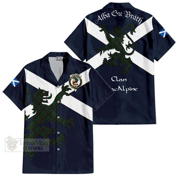 Tartan Vibes Clothing MacAlpine (MacAlpin) Tartan Lion Rampant Short Sleeve Button Shirt – Proudly Display Your Heritage with Alba Gu Brath and Clan Name