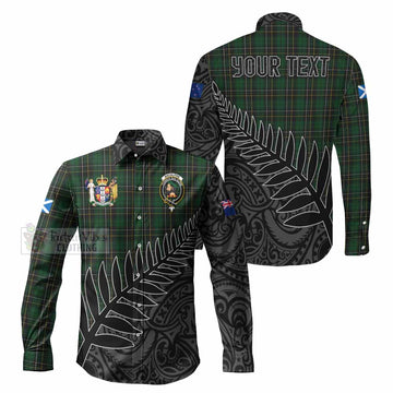 Tartan Vibes Clothing MacAlpine (MacAlpin) Crest Tartan Long Sleeve Button Shirt with New Zealand Silver Fern Half Style