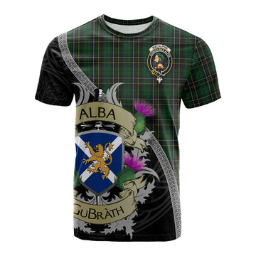 Tartan Vibes Clothing MacAlpine (MacAlpin) Tartan Family Crest Cotton T-shirt Lion Rampant Royal Thistle Shield Celtic Inspired