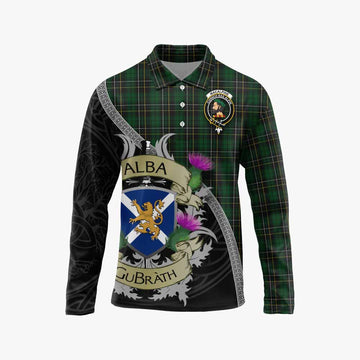 Tartan Vibes Clothing MacAlpine (MacAlpin) Tartan Family Crest Long Sleeve Polo Shirt Lion Rampant Royal Thistle Shield Celtic Inspired