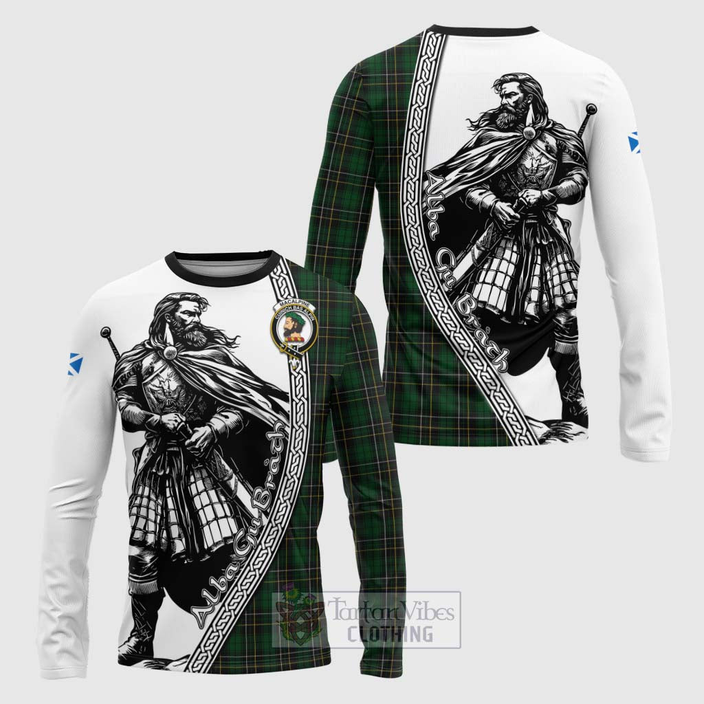 MacAlpine (MacAlpin) Tartan Clan Crest Long Sleeve T-Shirt with Highlander Warrior Celtic Style Unisex - Tartan Vibes Clothing