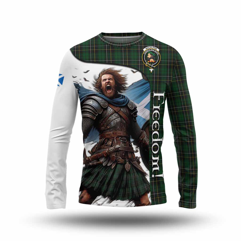 Tartan Vibes Clothing MacAlpine (MacAlpin) Crest Tartan Long Sleeve T-Shirt Inspired by the Freedom of Scottish Warrior