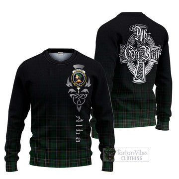 Tartan Vibes Clothing MacAlpine (MacAlpin) Tartan Knitted Sweater Featuring Alba Gu Brath Family Crest Celtic Inspired