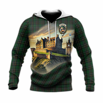 Tartan Vibes Clothing MacAlpine (MacAlpin) Tartan Family Crest Knitted Hoodie with Scottish Ancient Castle Style