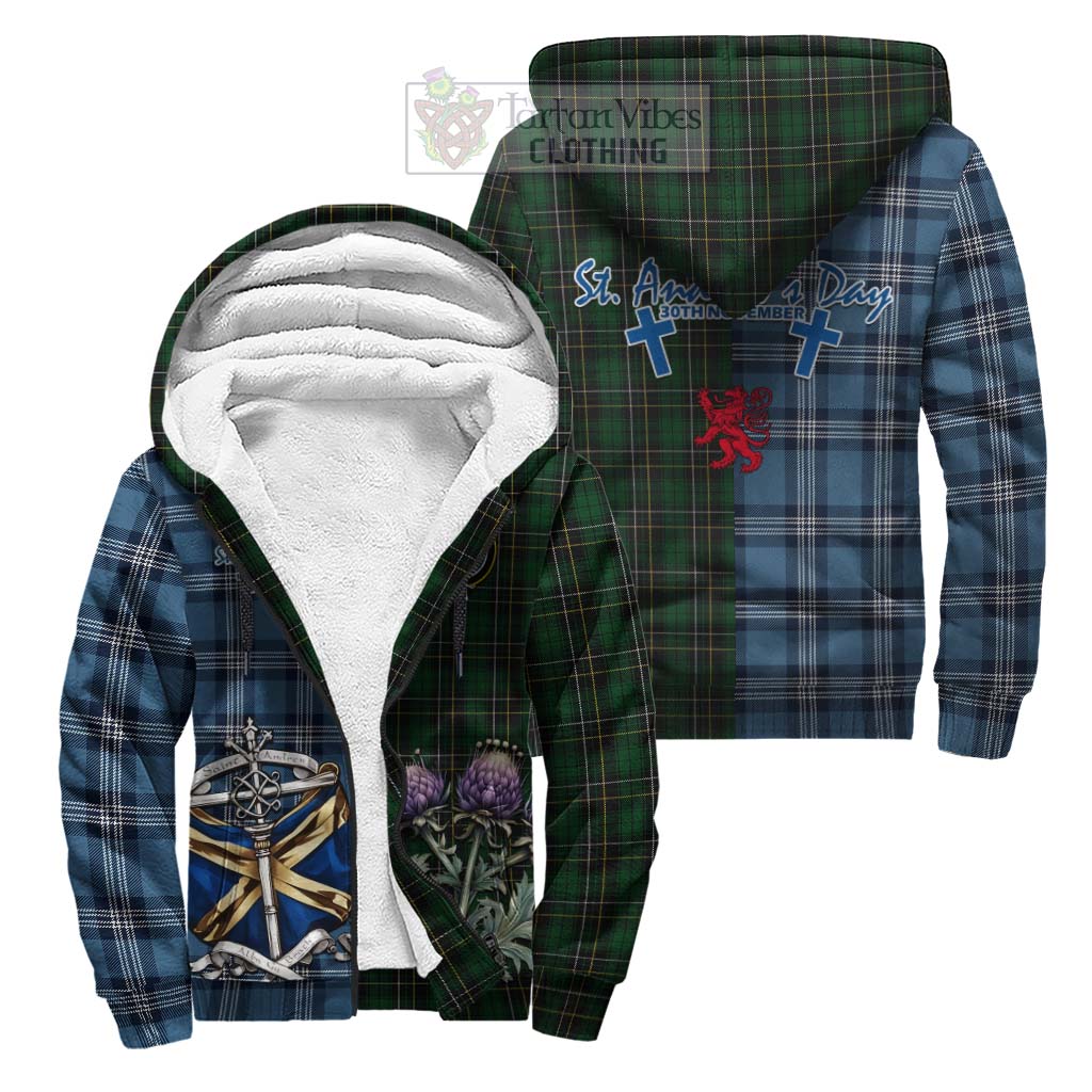 Tartan Vibes Clothing MacAlpine (MacAlpin) Tartan Sherpa Hoodie Happy St. Andrew's Day Half Tartan Style