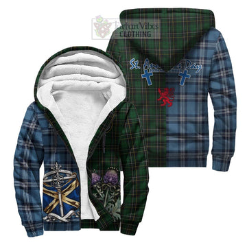 Tartan Vibes Clothing MacAlpine (MacAlpin) Tartan Sherpa Hoodie Happy St. Andrew's Day Half Tartan Style