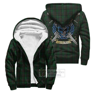 Tartan Vibes Clothing MacAlpine (MacAlpin) Tartan Sherpa Hoodie with Family Crest Celtic Skull Style