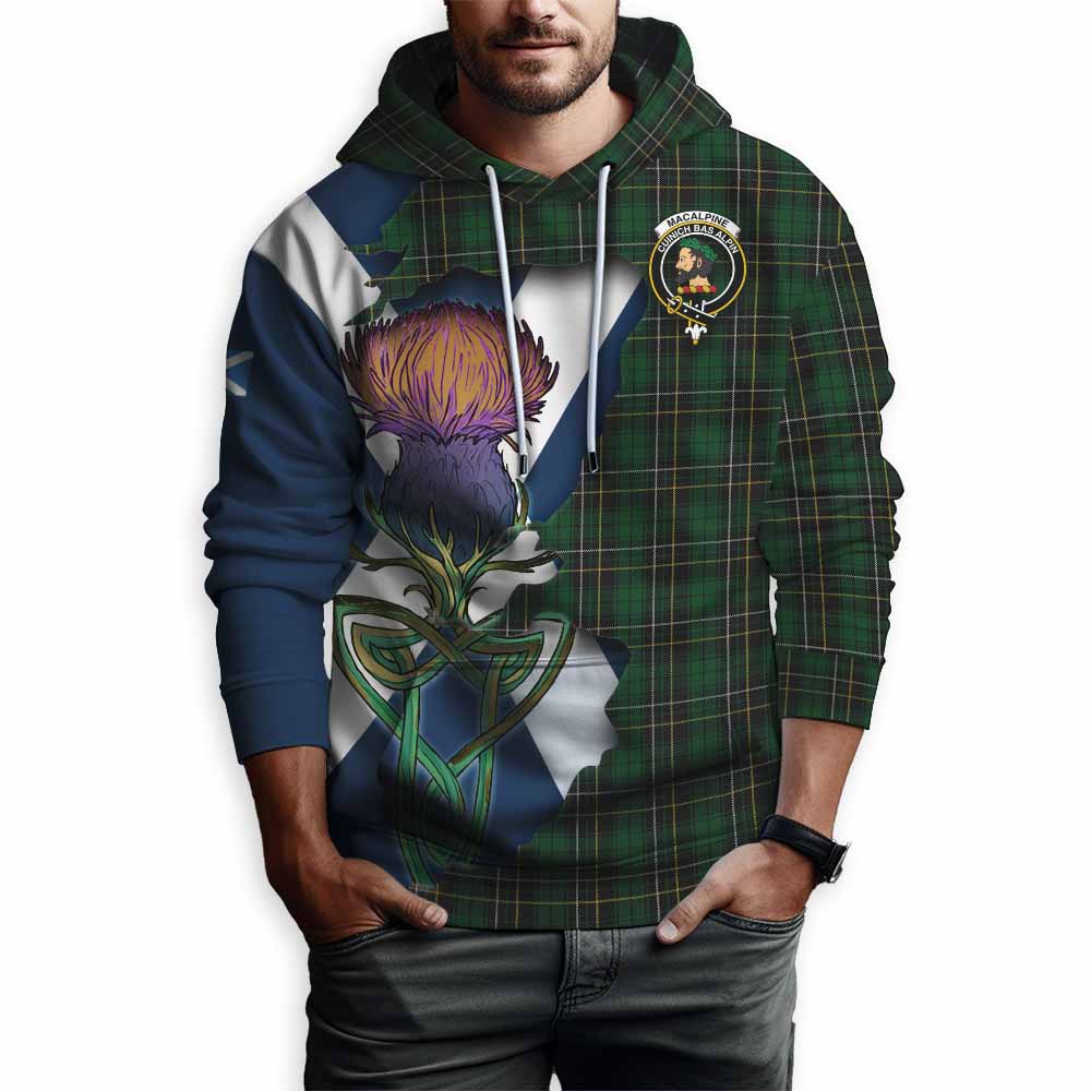 Tartan Vibes Clothing MacAlpine (MacAlpin) Tartan Family Crest Hoodie Scottish Thistle Celtic Inspired
