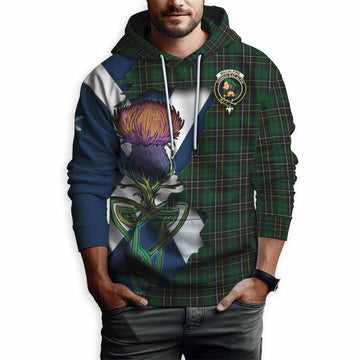 Tartan Vibes Clothing MacAlpine (MacAlpin) Tartan Family Crest Hoodie Scottish Thistle Celtic Inspired