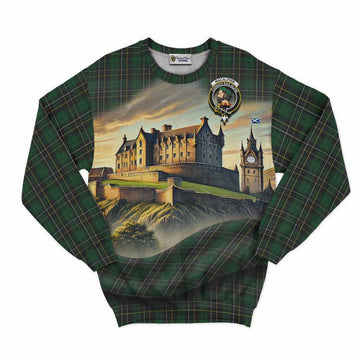 Tartan Vibes Clothing MacAlpine (MacAlpin) Tartan Family Crest Sweatshirt with Scottish Ancient Castle Style