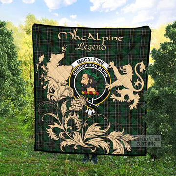 Tartan Vibes Clothing MacAlpine (MacAlpin) Tartan Quilt with Family Crest and Scottish Symbol Style