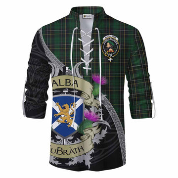 Tartan Vibes Clothing MacAlpine (MacAlpin) Tartan Family Crest Ghillie Kilt Shirt Lion Rampant Royal Thistle Shield Celtic Inspired