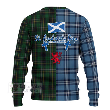 Tartan Vibes Clothing MacAlpine (MacAlpin) Tartan Knitted Sweater Happy St. Andrew's Day Half Tartan Style