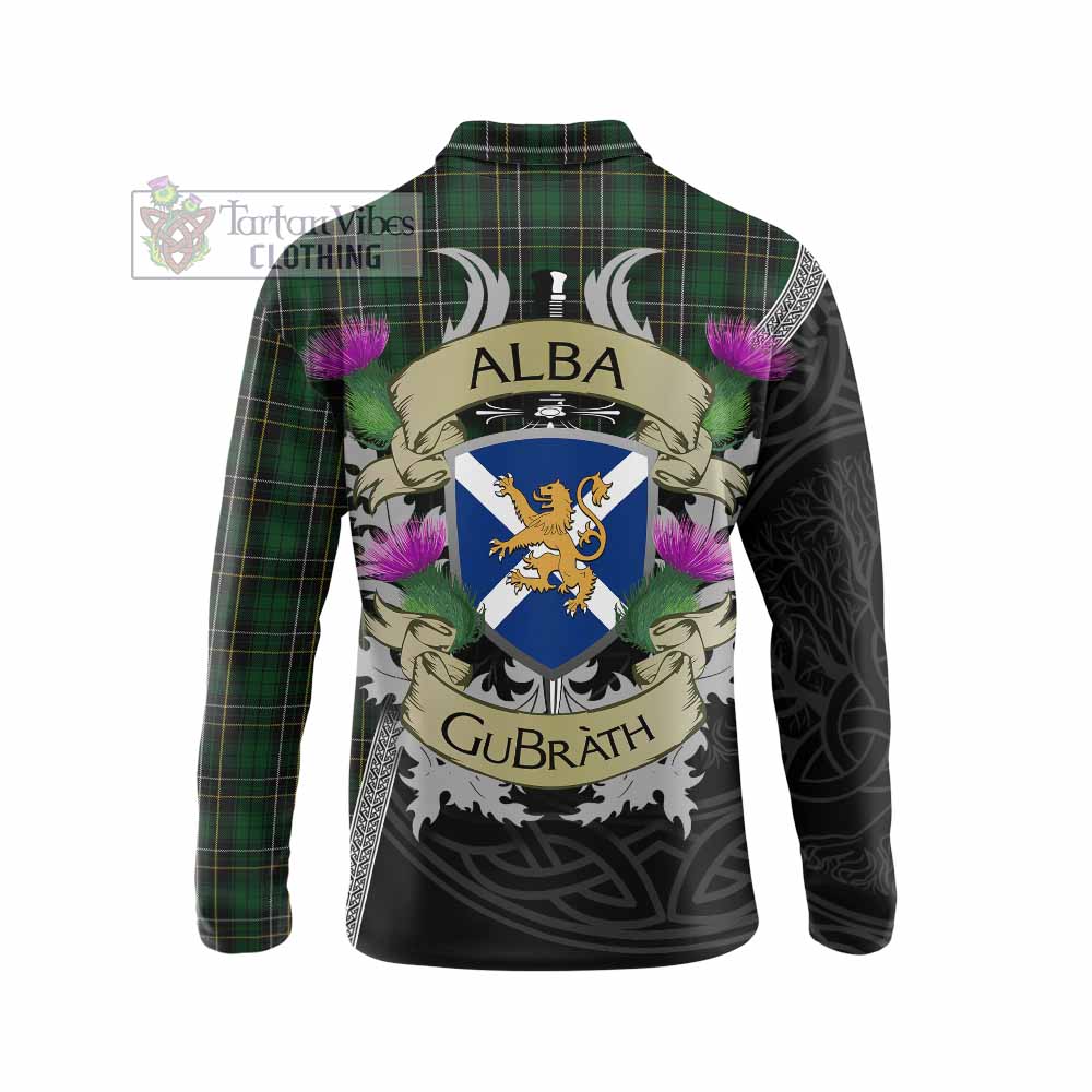 Tartan Vibes Clothing MacAlpine (MacAlpin) Tartan Family Crest Long Sleeve Polo Shirt Lion Rampant Royal Thistle Shield Celtic Inspired