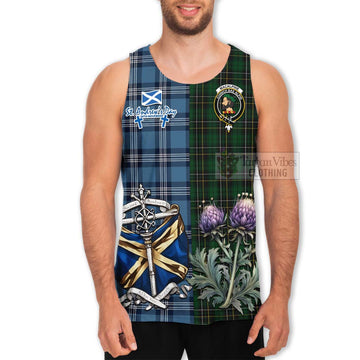 Tartan Vibes Clothing MacAlpine (MacAlpin) Tartan Men's Tank Top Happy St. Andrew's Day Half Tartan Style