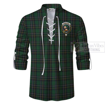 Tartan Vibes Clothing MacAlpine (MacAlpin) Tartan Ghillie Kilt Shirt with Family Crest Celtic Skull Style
