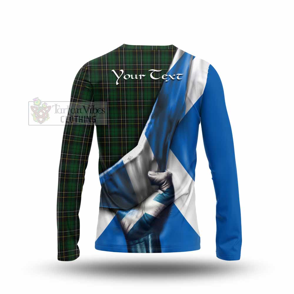 Tartan Vibes Clothing MacAlpine (MacAlpin) Tartan Long Sleeve T-Shirt with Family Crest Scotland Patriotic Style