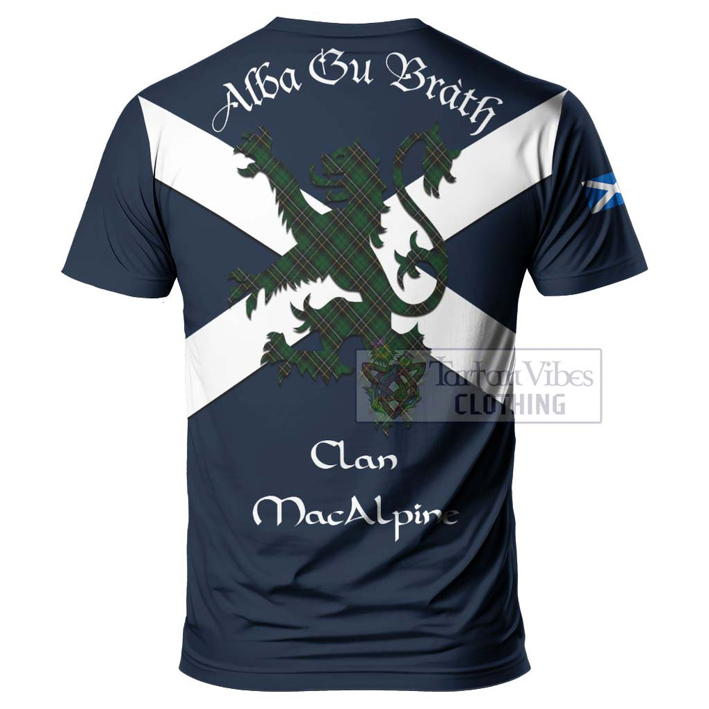 Tartan Vibes Clothing MacAlpine (MacAlpin) Tartan Lion Rampant T-Shirt – Proudly Display Your Heritage with Alba Gu Brath and Clan Name