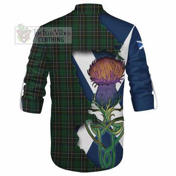Tartan Vibes Clothing MacAlpine (MacAlpin) Tartan Family Crest Ghillie Kilt Shirt Scottish Thistle Celtic Inspired
