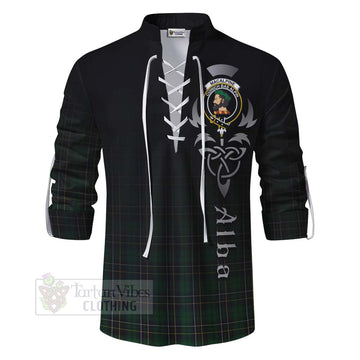 Tartan Vibes Clothing MacAlpine (MacAlpin) Tartan Ghillie Kilt Shirt Featuring Alba Gu Brath Family Crest Celtic Inspired